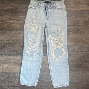 Aeropostale Ripped Light Wash Mom Jeans